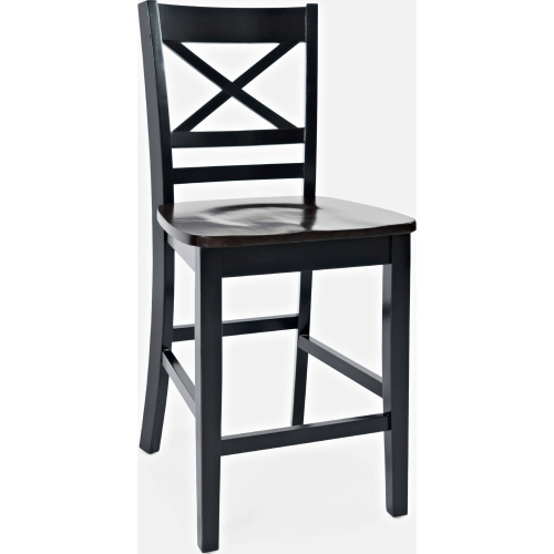 Asbury Park X Back Counter Stool in Brown & Black (Set of 2)